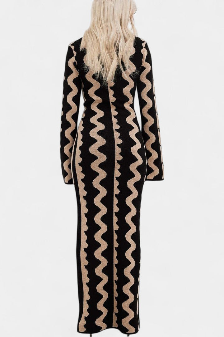 Elaina | Wave-Patterned Maxi Dress