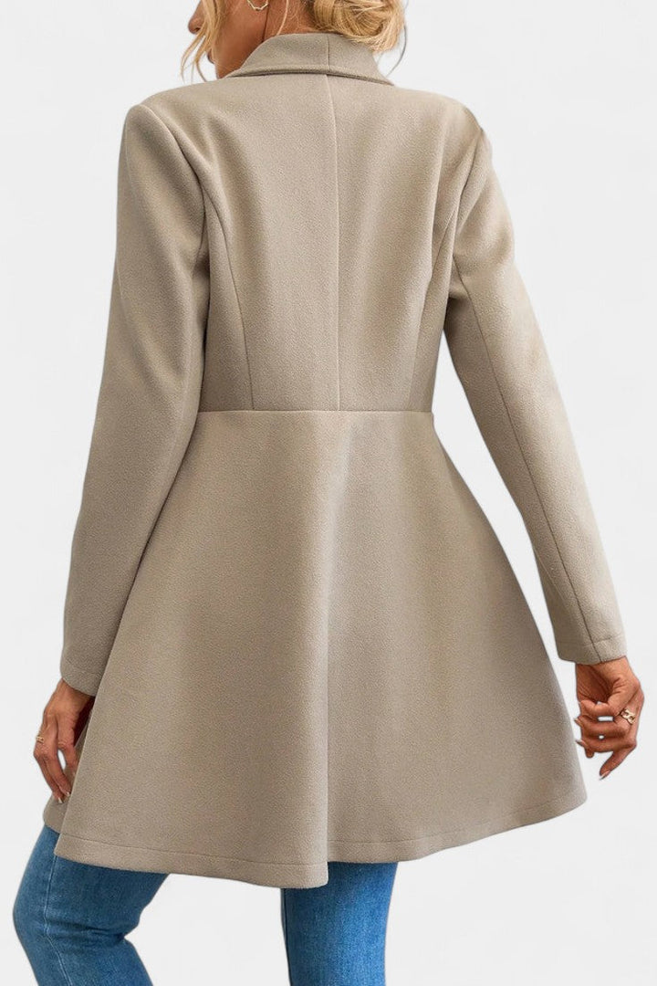 Rosetta | Double-Breasted Peplum Coat with Lapel