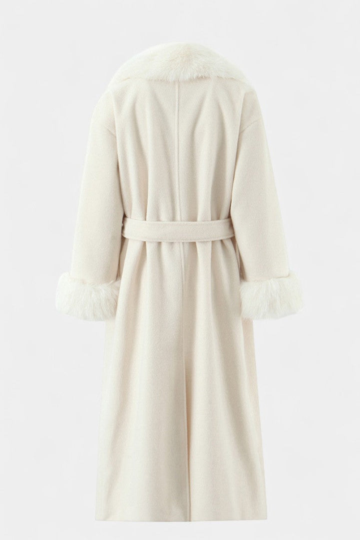 Rosalie | Belted Long Coat with Soft Fur Trim