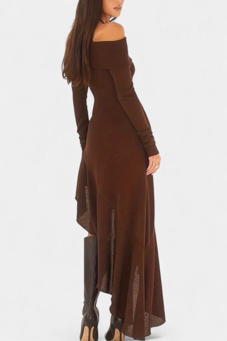 Fiona | Off-Shoulder Asymmetrical Maxi Dress