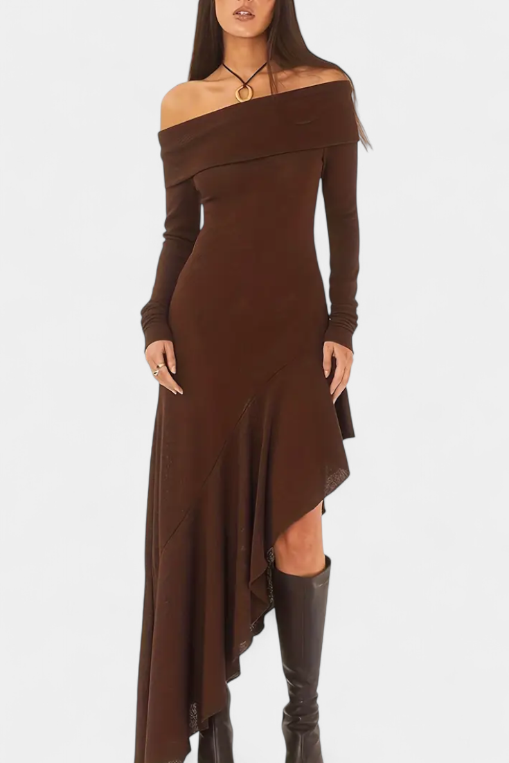 Elspeth | Off-Shoulder Asymmetrical Maxi Dress