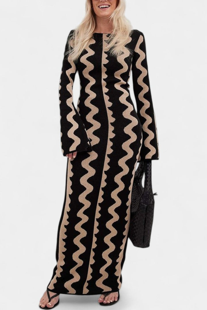 Elaina | Wave-Patterned Maxi Dress