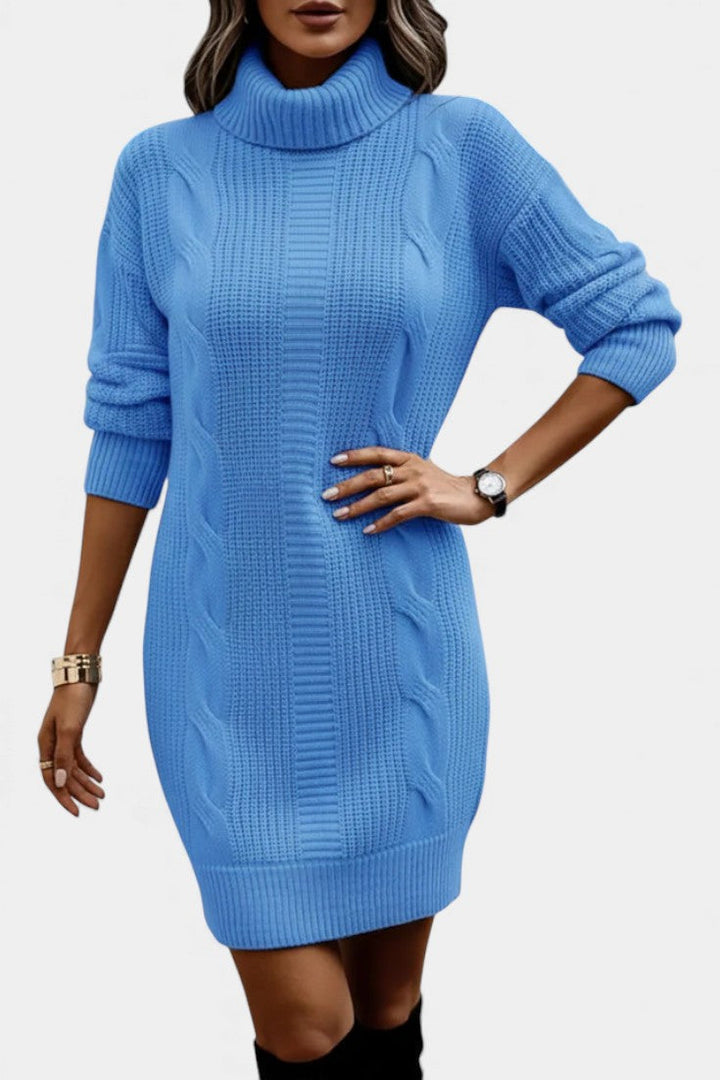 Hannah | Cable Knit Roll Neck Jumper Dress