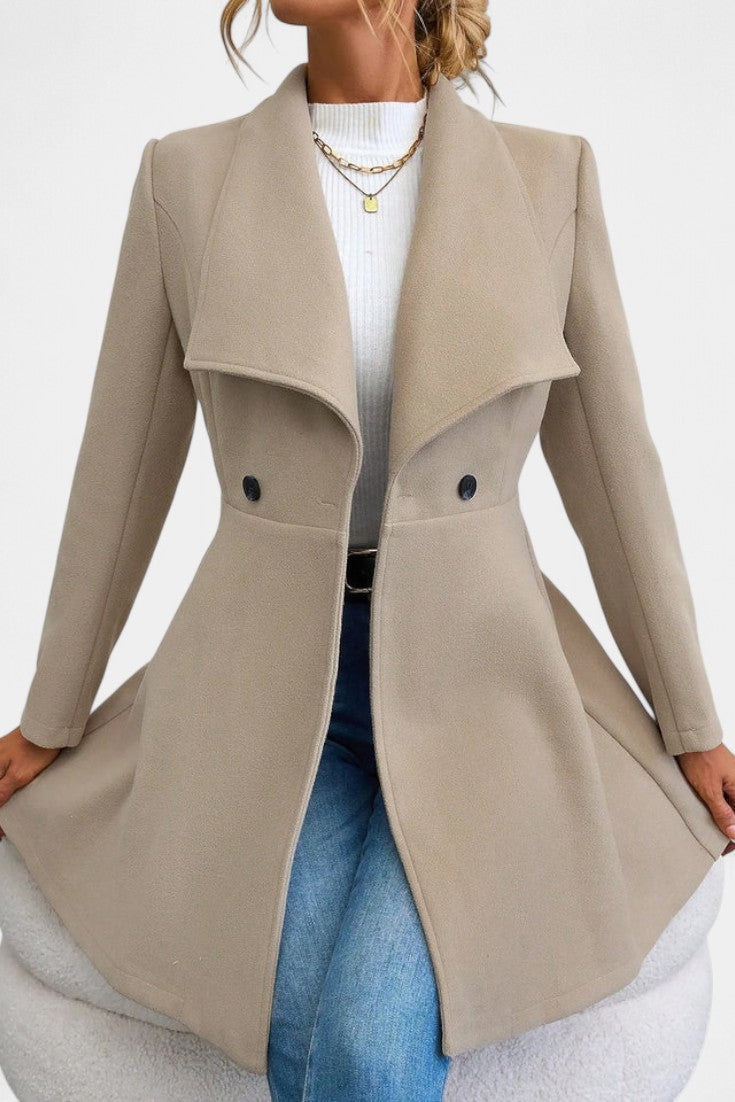 Rosetta | Double-Breasted Peplum Coat with Lapel
