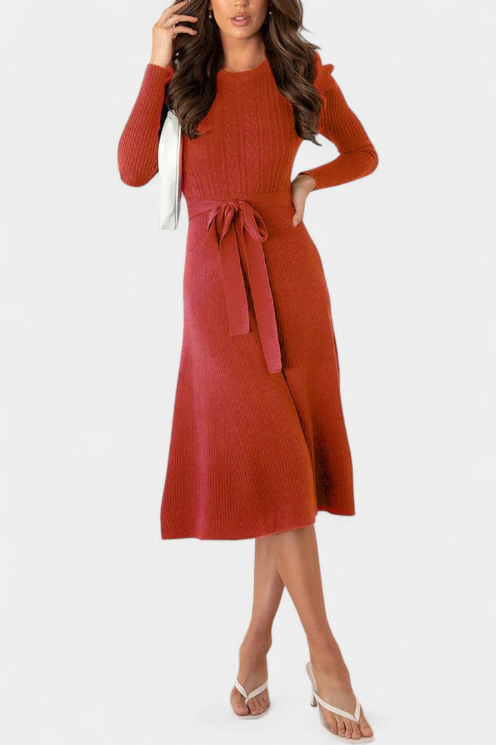 Emmeline | Belted A-Line Midi Dress