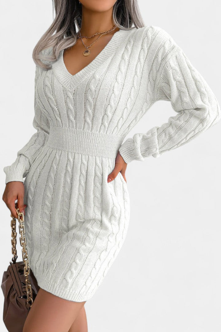 Lucienne | Cable-Knit Mini Sweater Dress
