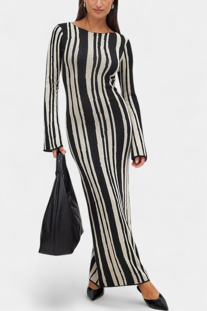 Elaina | Wave-Patterned Maxi Dress