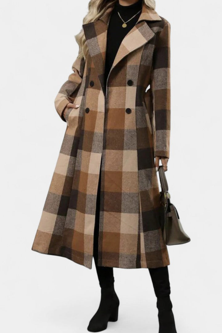Fabienne | Belted Checked Longline Coat