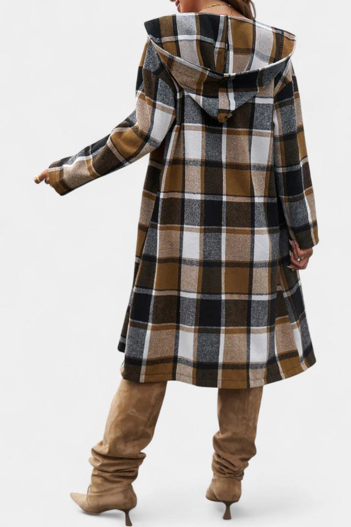 Carys | Hooded Checked Longline Coat