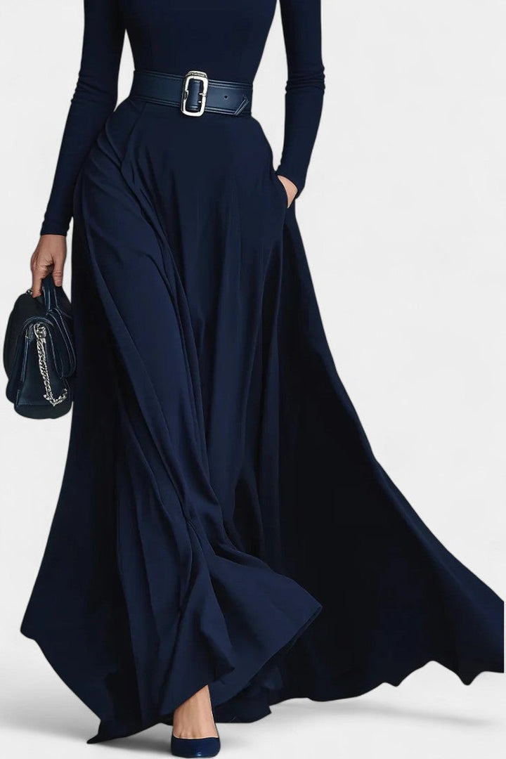Eloise | High-Neck Flared Maxi Dress