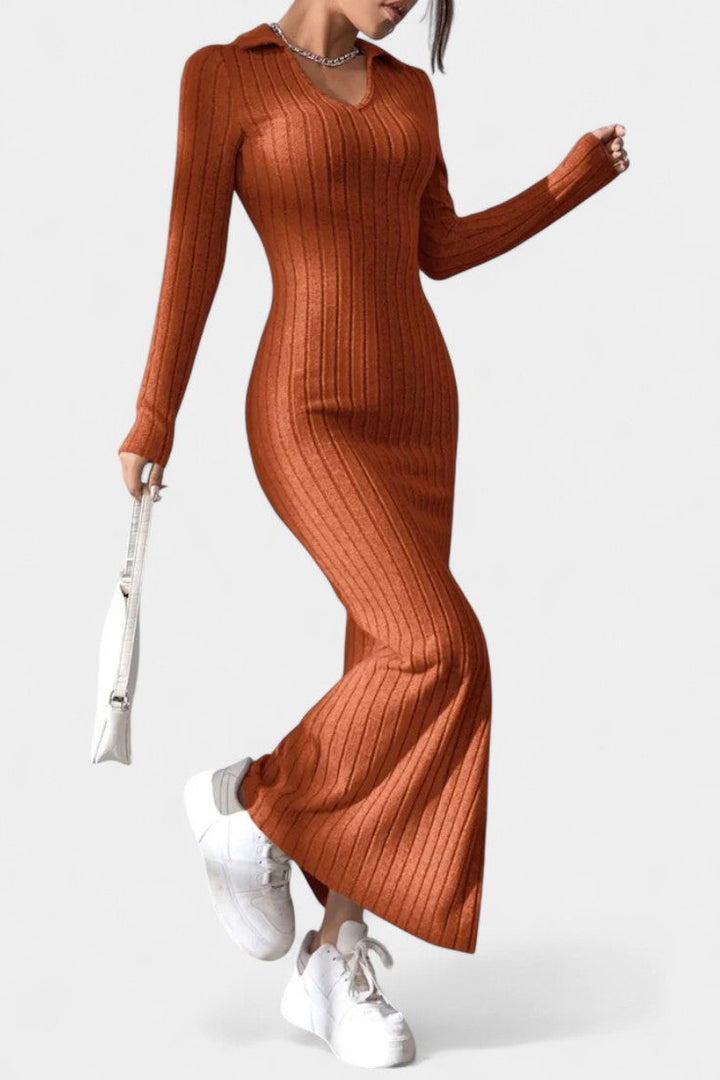 Bridget | Collared Column Maxi Dress