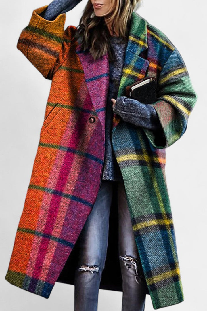 Rosalyn | Notched Collar Checked Coat