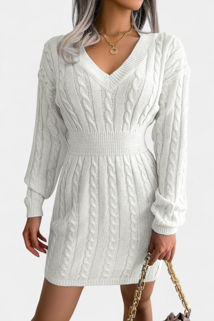 Lucienne | Cable-Knit Mini Sweater Dress