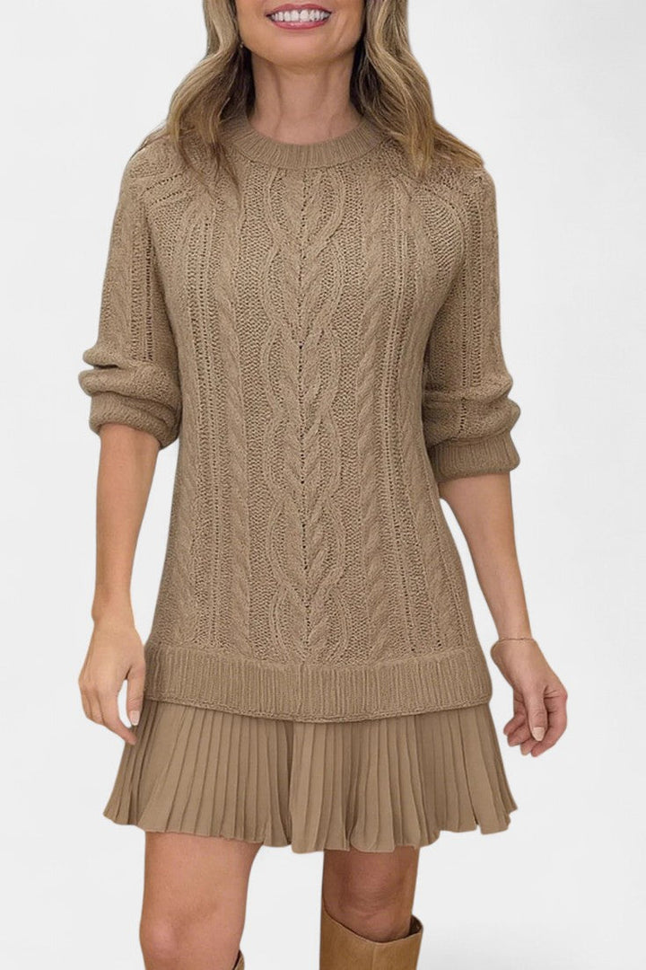 Amabel | Layered Cable-Knit Sweater Dress