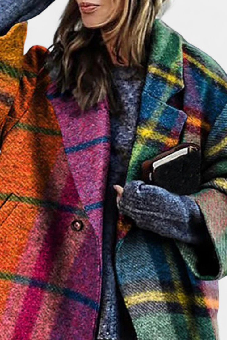 Rosalyn | Notched Collar Checked Coat