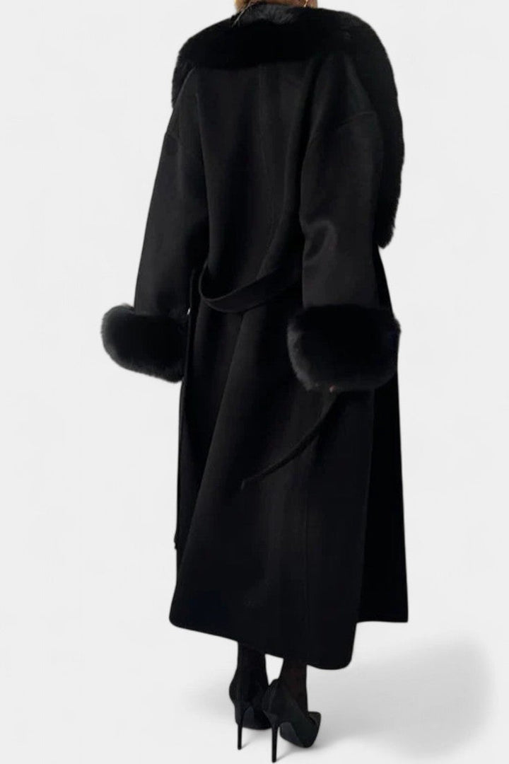 Rosalie | Belted Long Coat with Soft Fur Trim