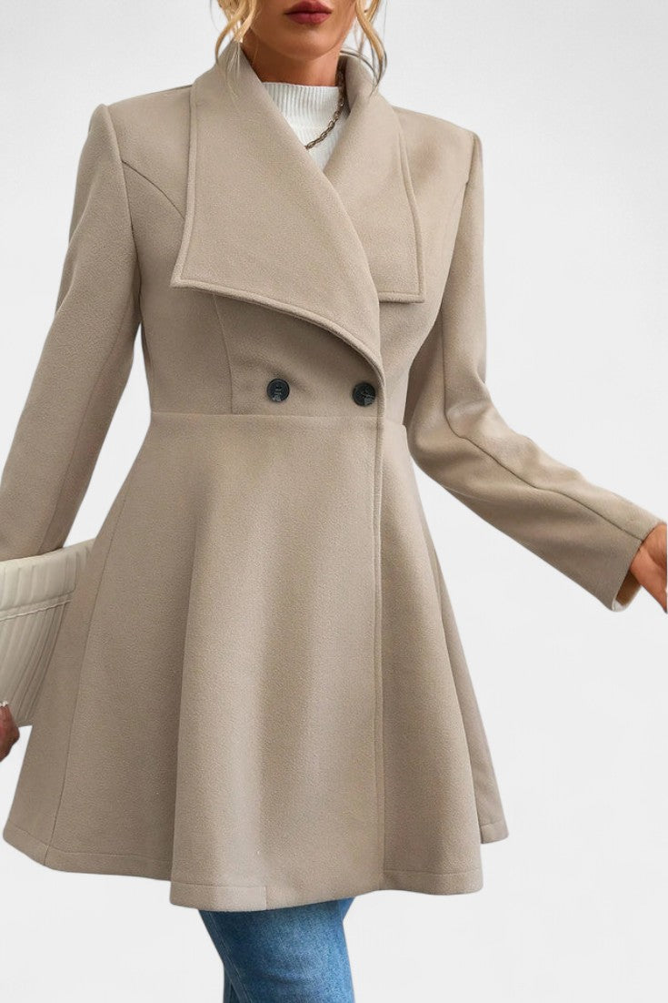 Rosetta | Double-Breasted Peplum Coat with Lapel
