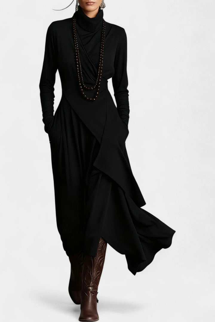 Solène | Draped Asymmetrical Maxi Dress