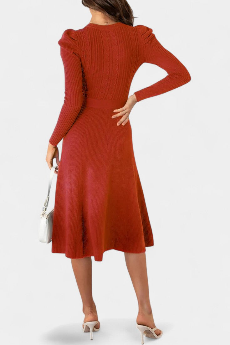 Emmeline | Belted A-Line Midi Dress