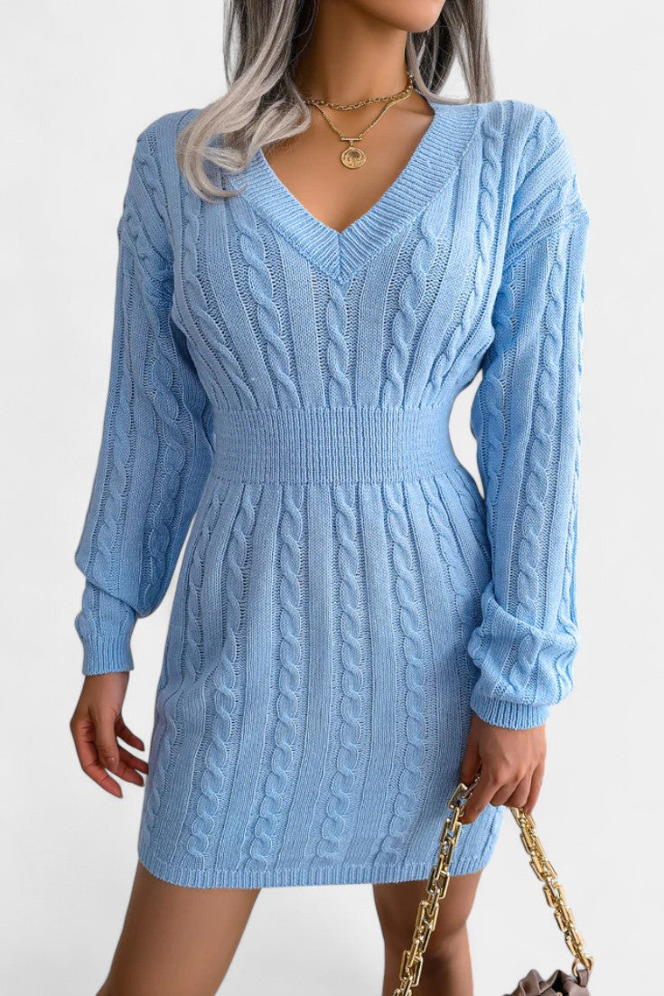 Lucienne | Cable-Knit Mini Sweater Dress