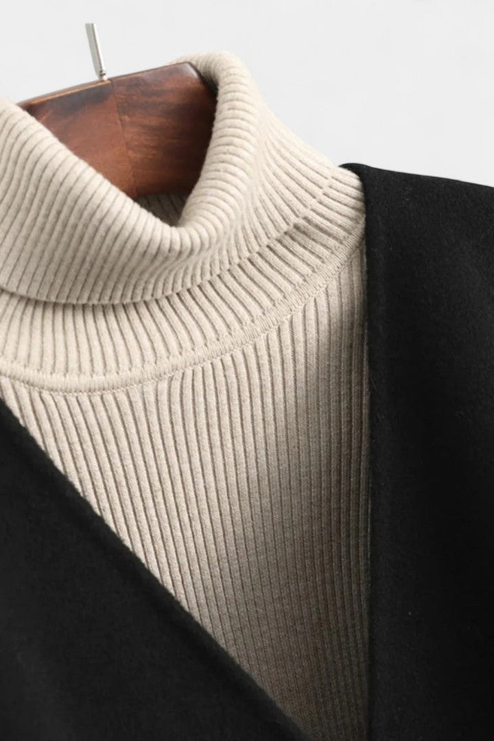 Rosanna | Relaxed Ribbed-Collar Cape Coat