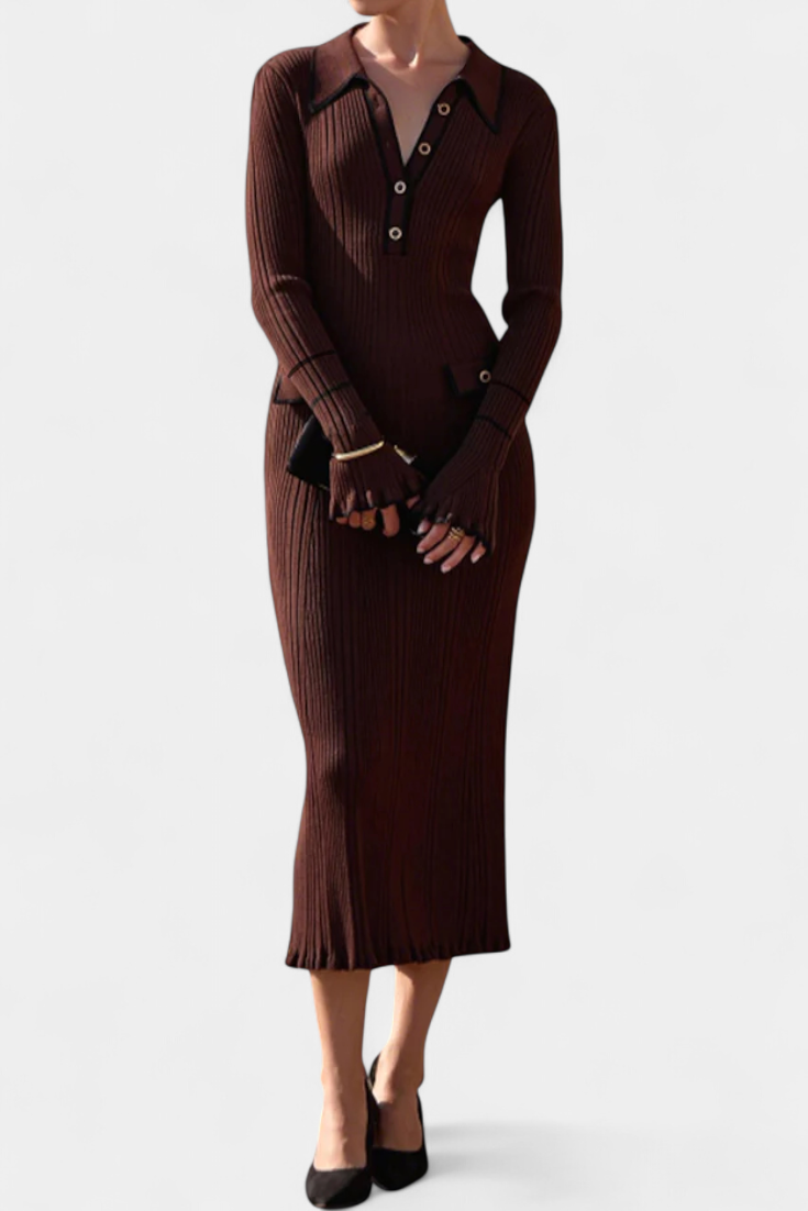 Eleanor | Elegant Ribbed Midi Dress