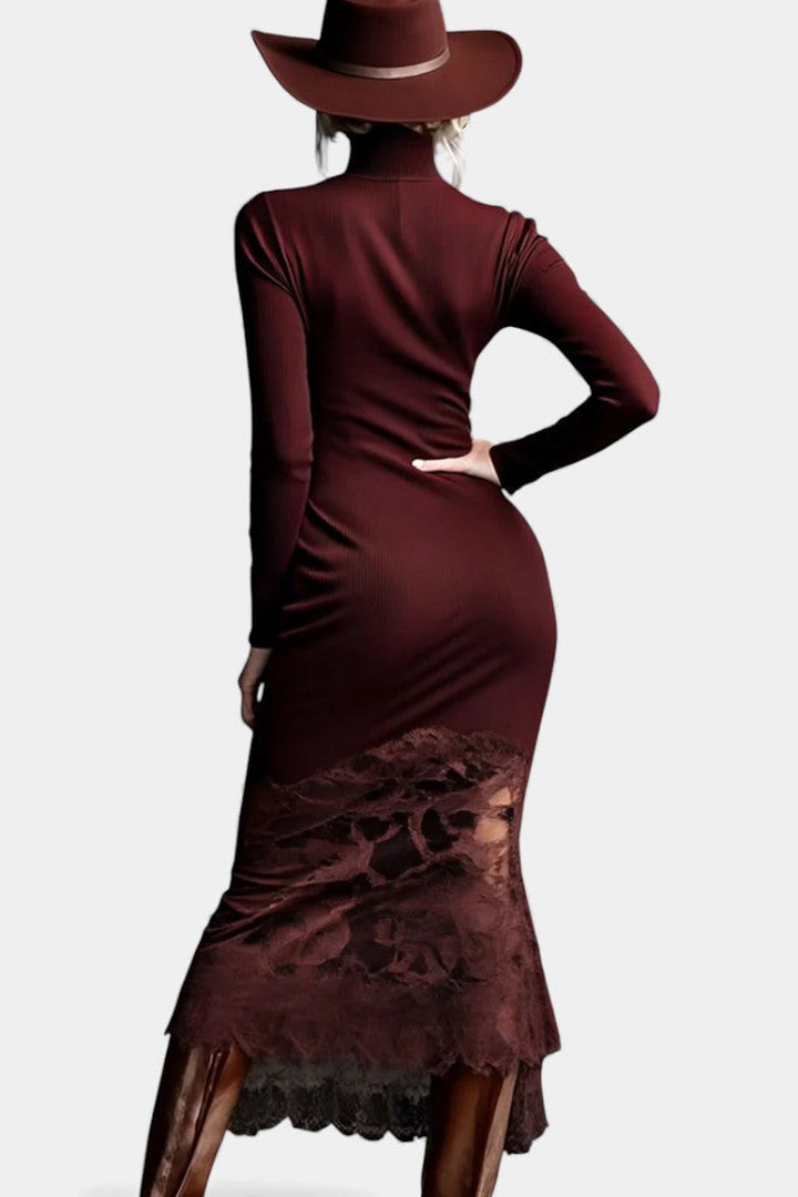 Mireille | Ribbed High-Neck Maxi Dress