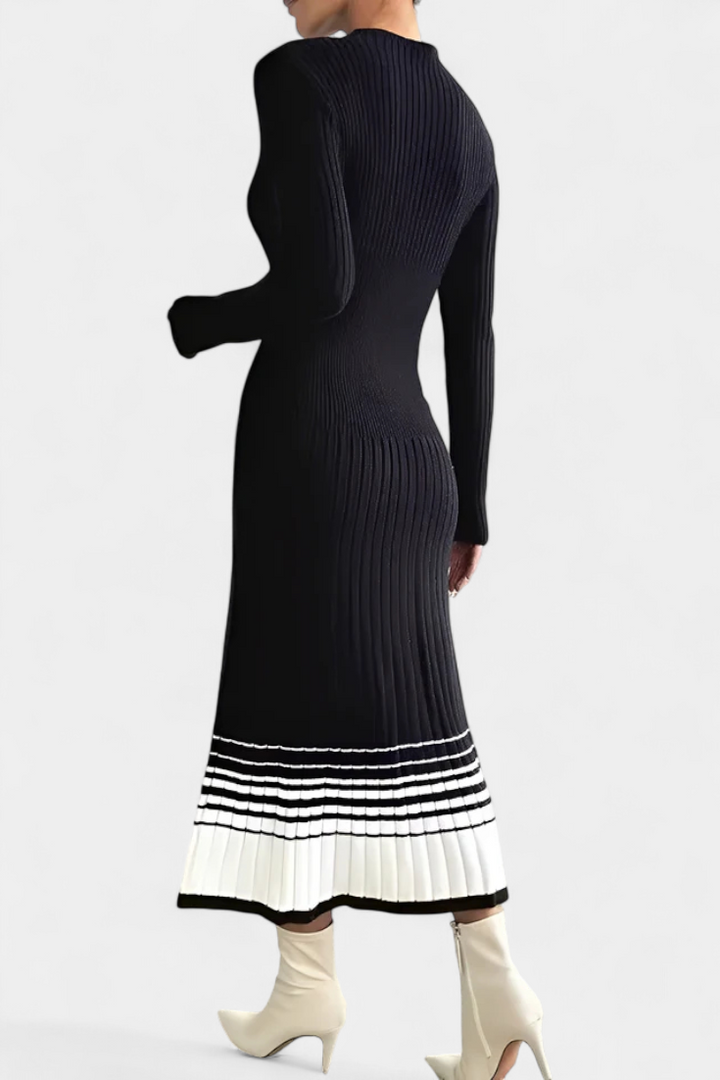Valentina | Two-Tone Ribbed Midi Dress