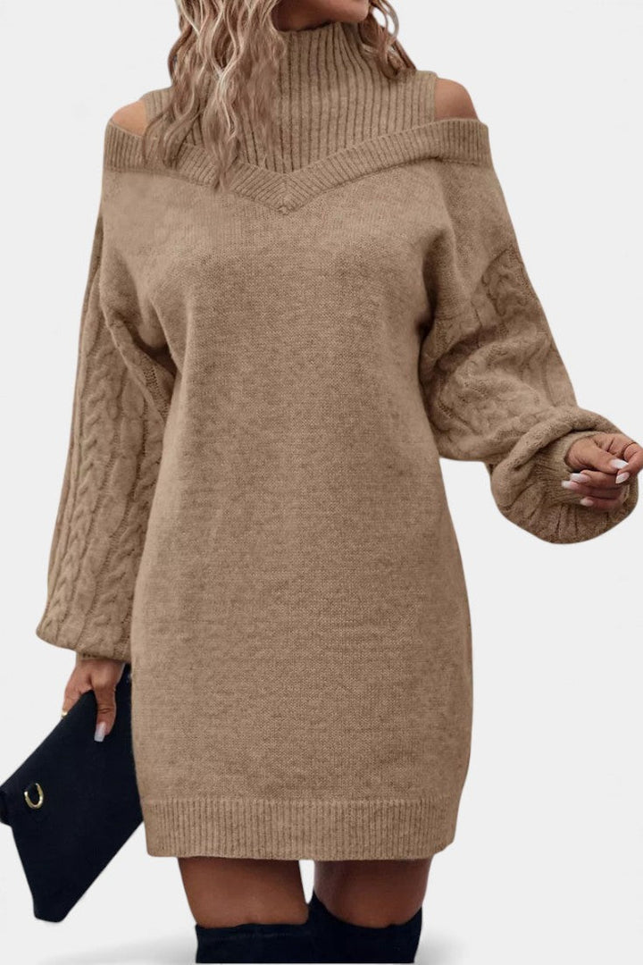 Elise | Cold-Shoulder High-Neck Jumper Dress