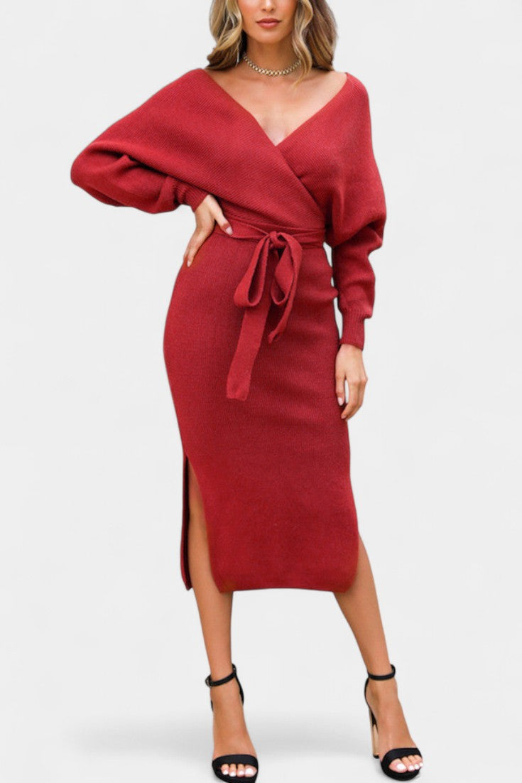 Elowen | Backless Wrap Midi Dress