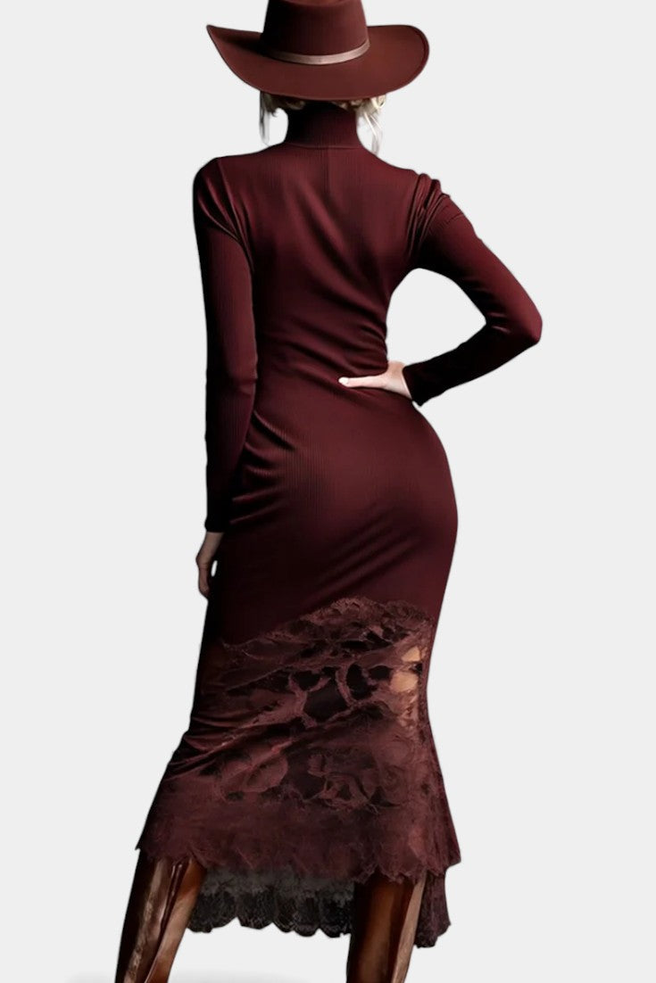 Camille | Ribbed Roll-Neck Maxi Dress