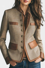 Elisabeth | Tailored Chevron Blazer with Piped Trim