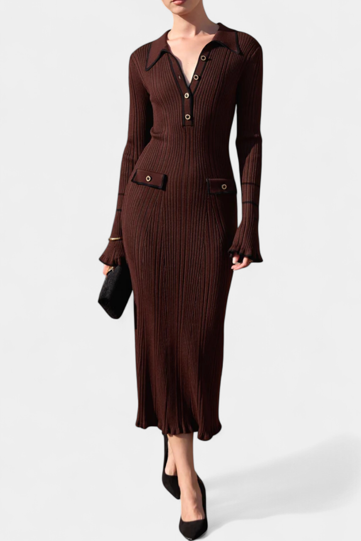 Eleanor | Elegant Ribbed Midi Dress