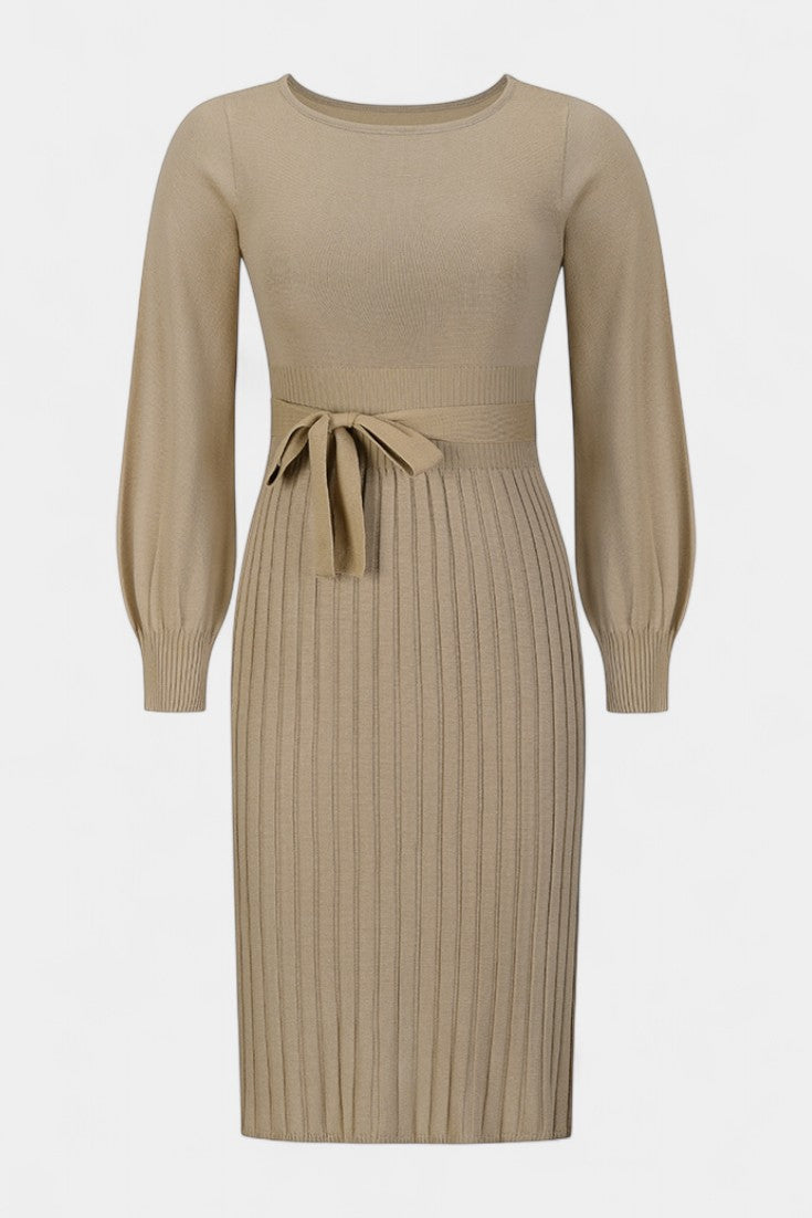Fleur | Belted Pleated Midi Dress