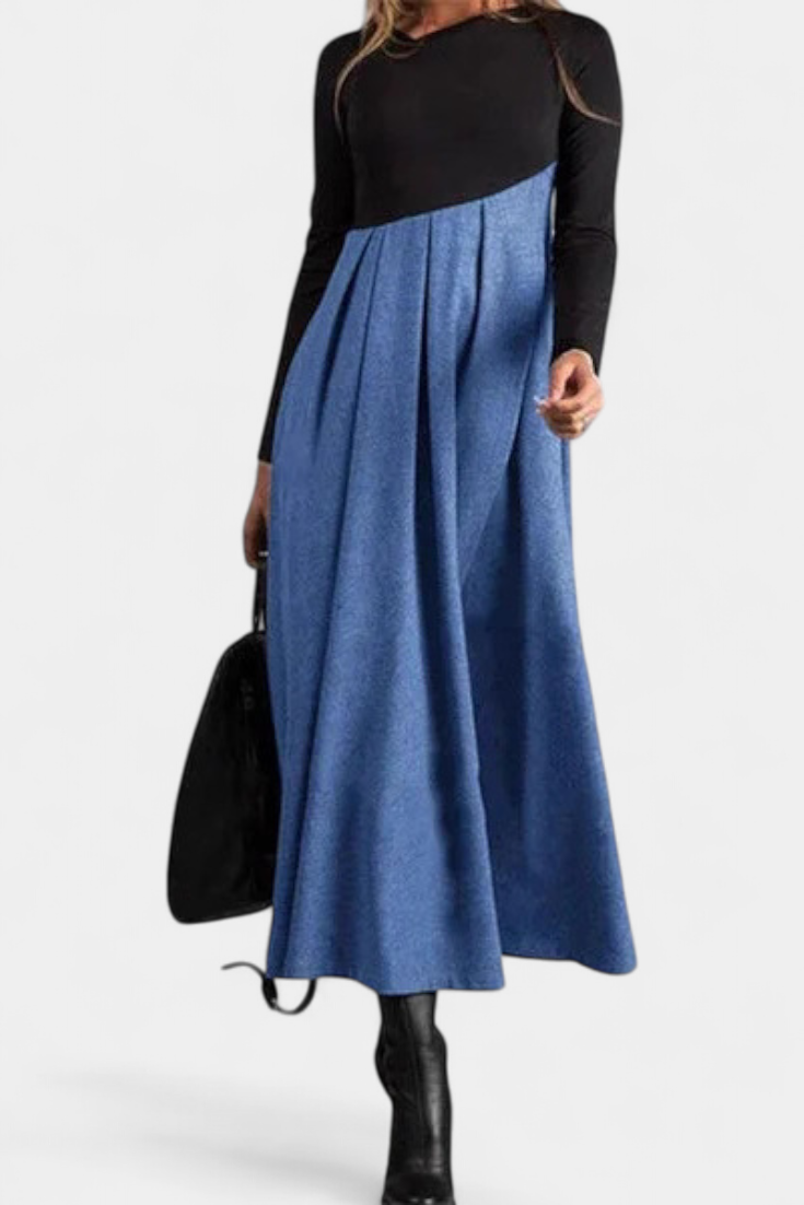 Diane | Two-Tone Pleated Maxi Dress