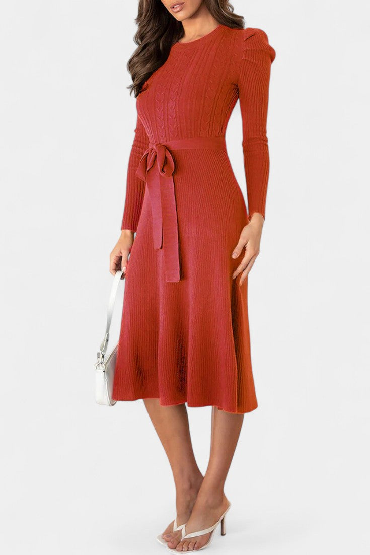Emmeline | Belted A-Line Midi Dress