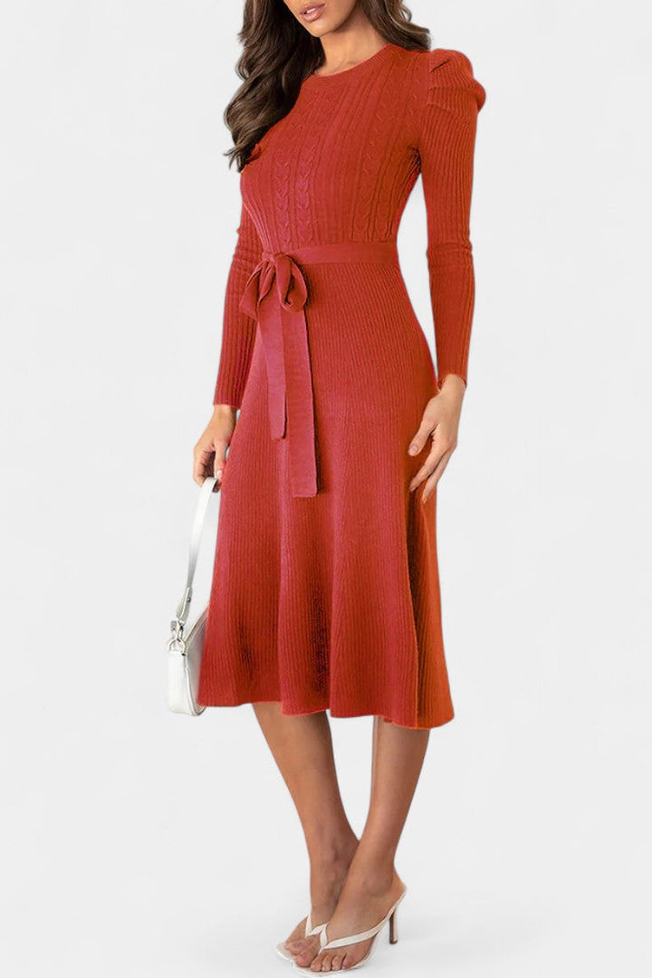 Emmeline | Belted A-Line Midi Dress