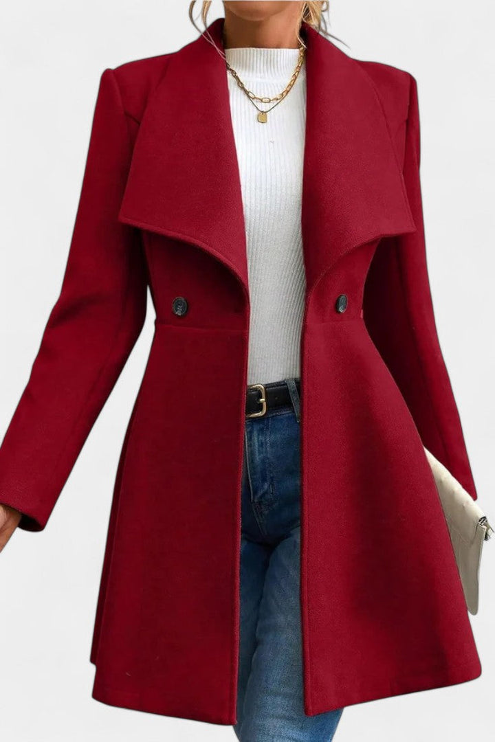 Rosetta | Double-Breasted Peplum Coat with Lapel