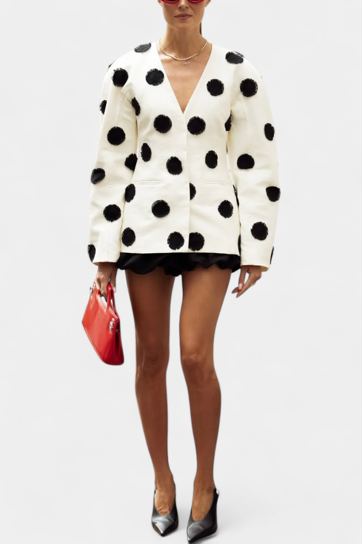 Adrienne | Textured Dot Tailored Blazer