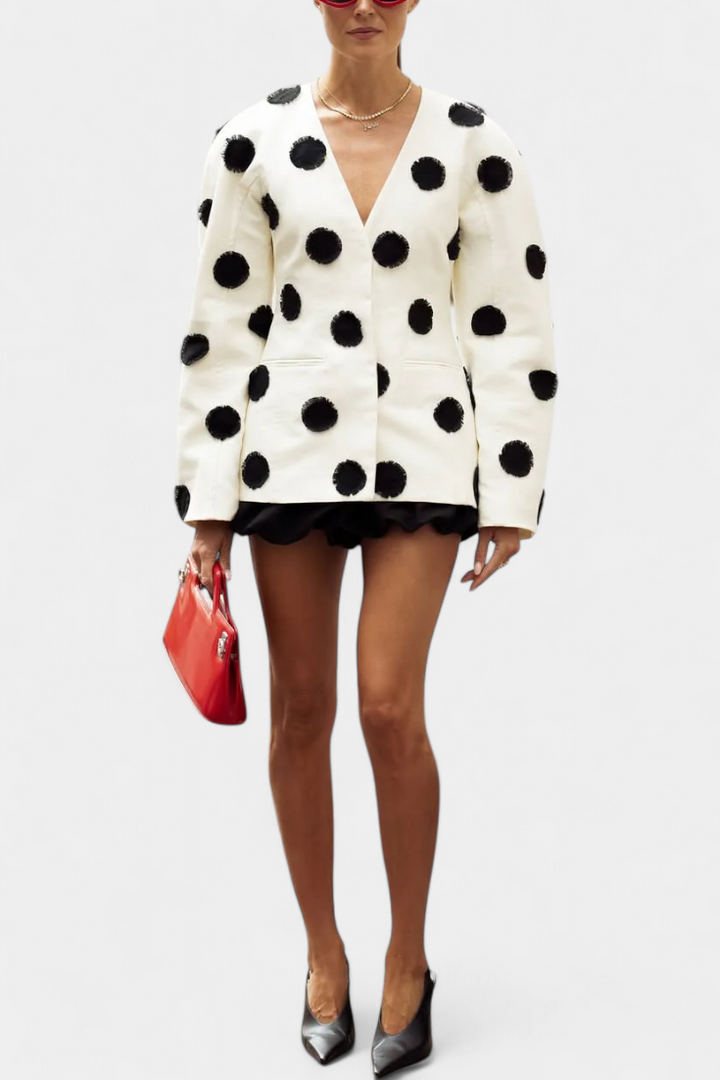 Adrienne | Textured Dot Tailored Blazer