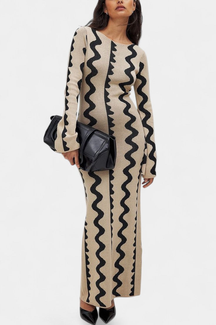 Elaina | Wave-Patterned Maxi Dress