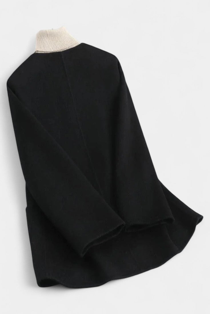 Rosanna | Relaxed Ribbed-Collar Cape Coat