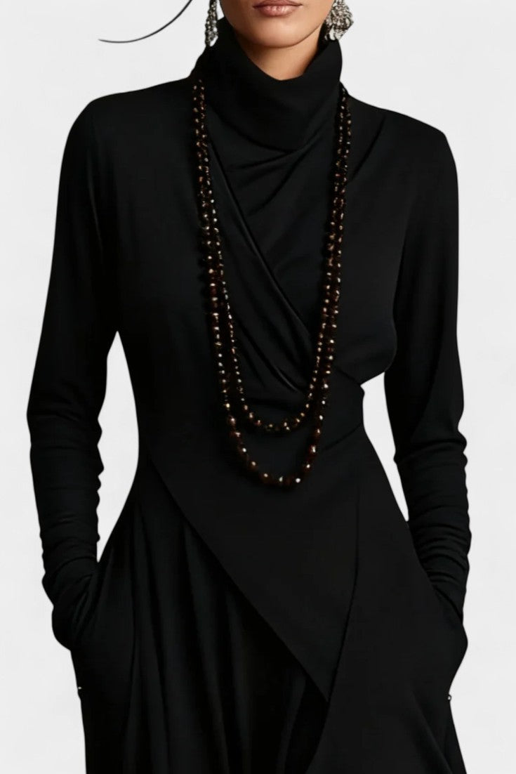 Solène | Draped Asymmetrical Maxi Dress