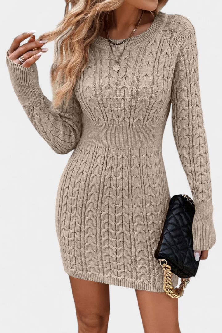 Lisette | Twisted Cable-Knit Fitted Dress