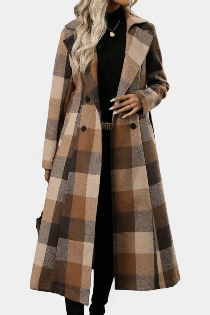 Fabienne | Belted Checked Longline Coat