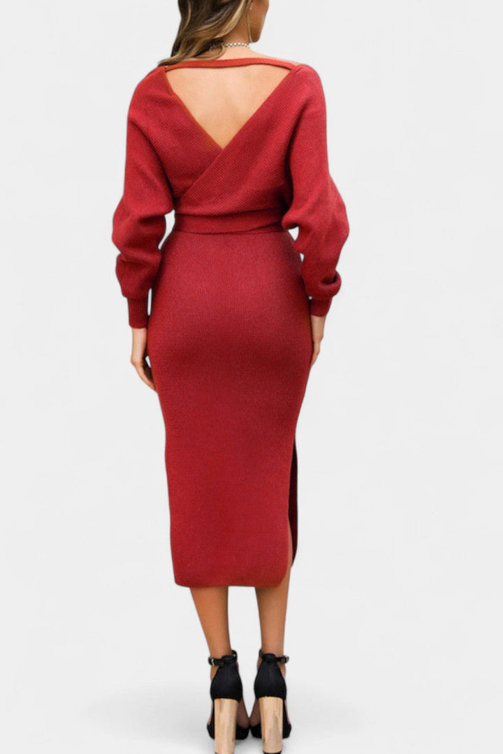 Elowen | Backless Wrap Midi Dress
