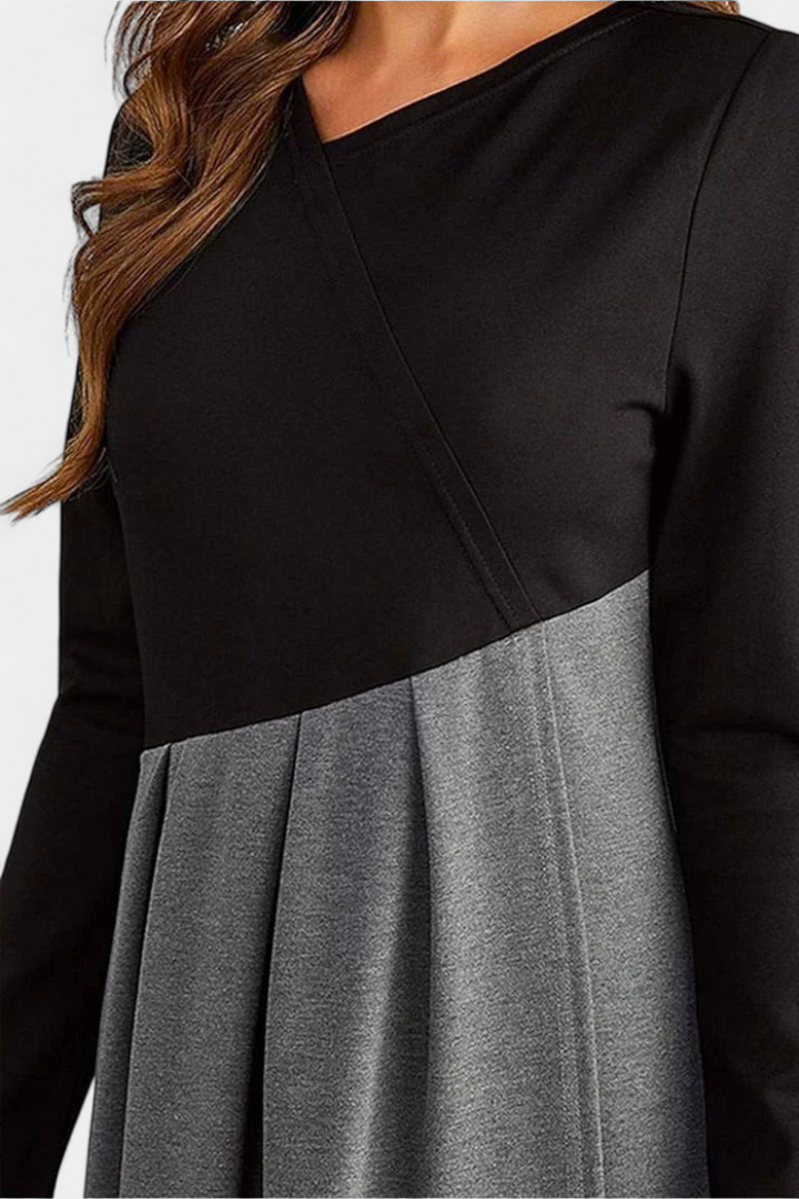 Diane | Two-Tone Pleated Maxi Dress