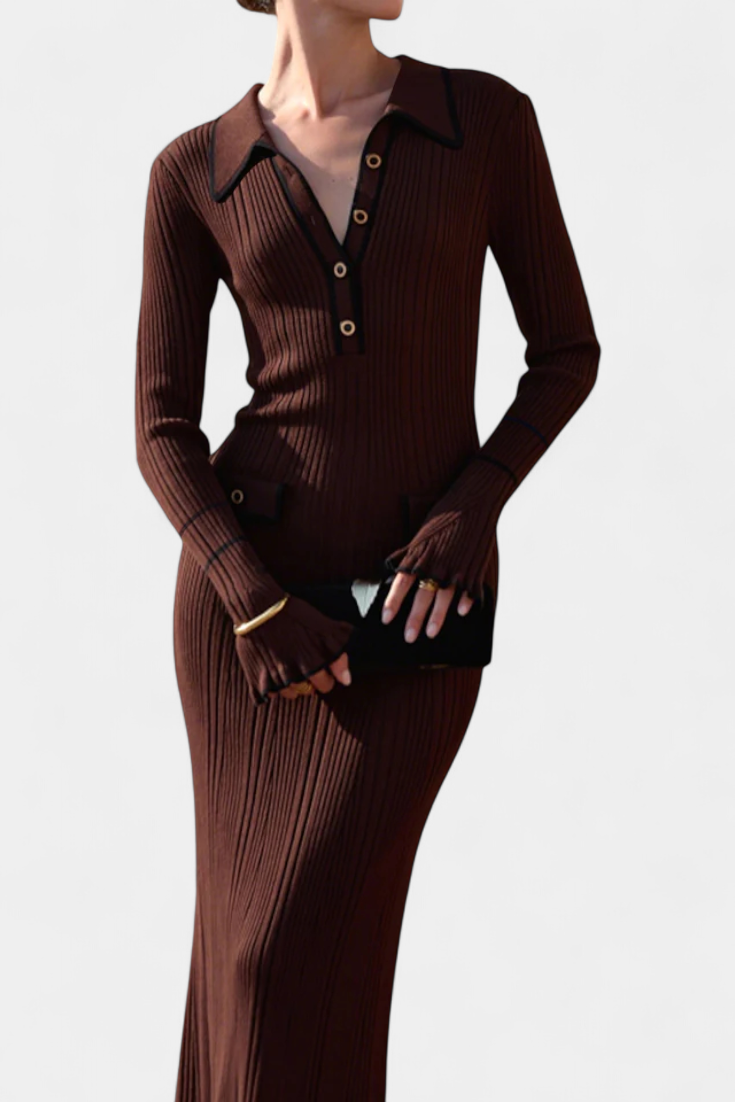 Eleanor | Elegant Ribbed Midi Dress