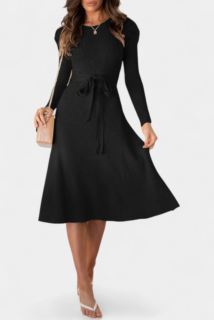 Emmeline | Belted A-Line Midi Dress