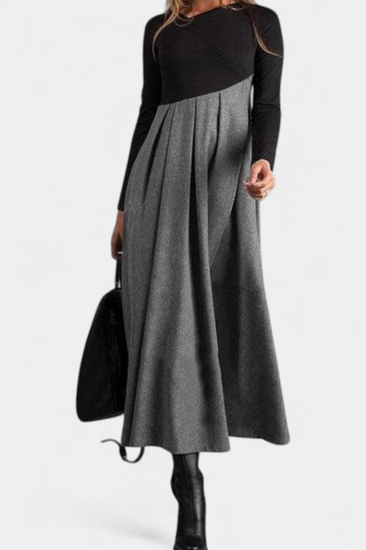 Diane | Two-Tone Pleated Maxi Dress